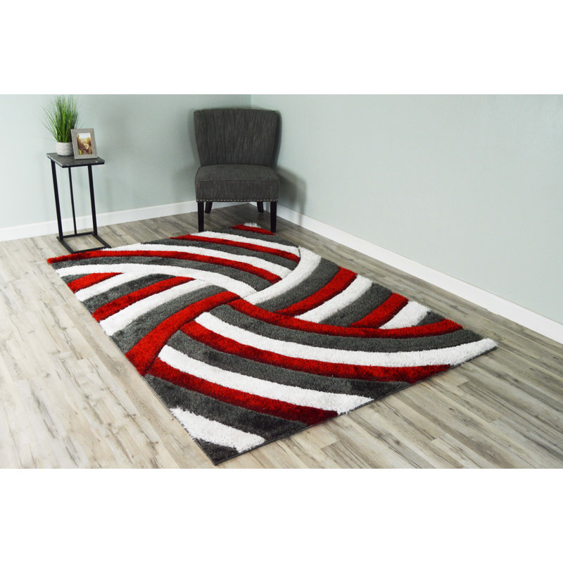 Tapis gris/rouge Furston, Rectangle 8 pi x 10 pi 5 po
