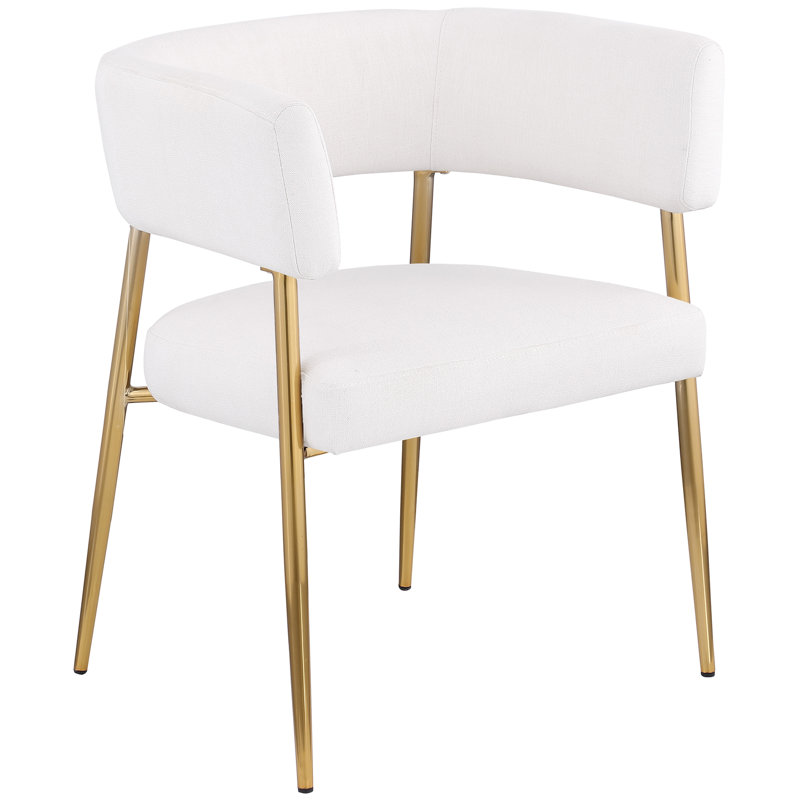 Kleanthi Linen Textured Fabric Dining Chair, Cream Linen Textured Fabric