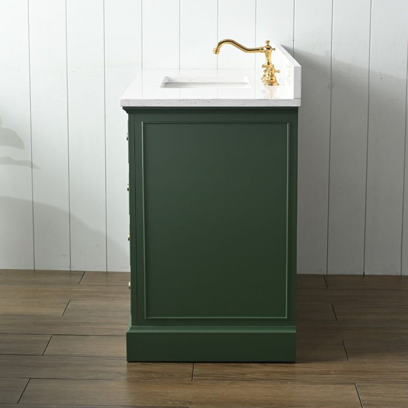 Thompson 42" W Single Bathroom Vanity, Evergreen/Brushed Gold