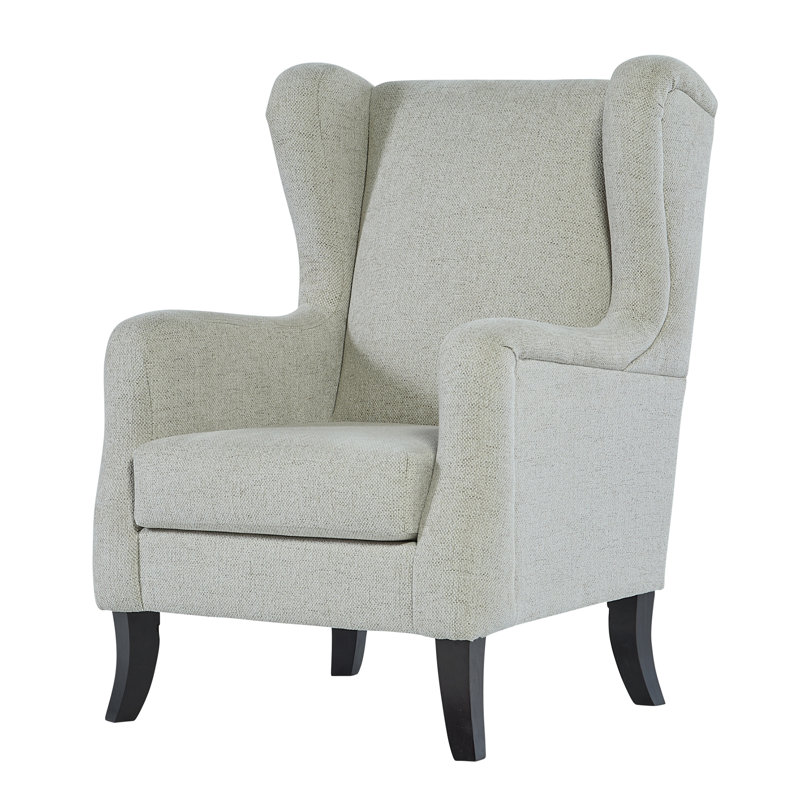 11400 Polyester Wingback Chair, Off White Polyester Blend