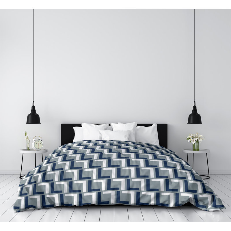 Housse de couette simple, Microfibre, Housse de couette simple TG, Bleu / blanc / argent