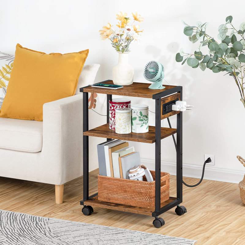 25.2'' H X 16.5'' W Mobile Printer Stand with Charging Station