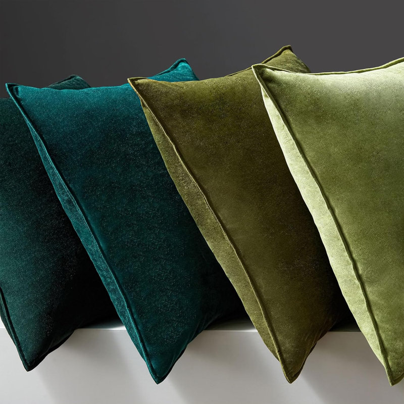 Ensemble de 4 coussins carrés en velours dégradé, 20 po x 20 po, Vert