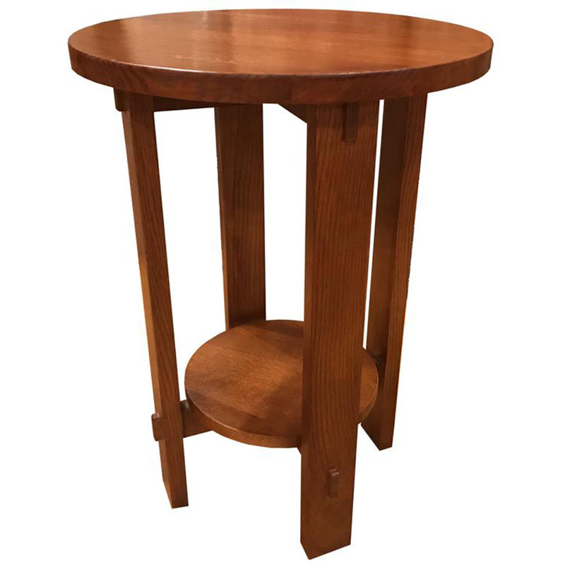 Table de bout ronde en chêne Mission Style - cerisier Michael