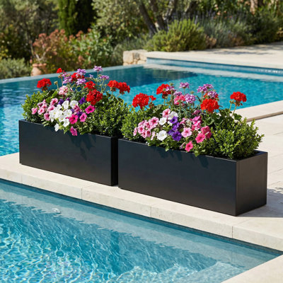 Jardinières rectangulaires en métal pour plantes d'extérieur
