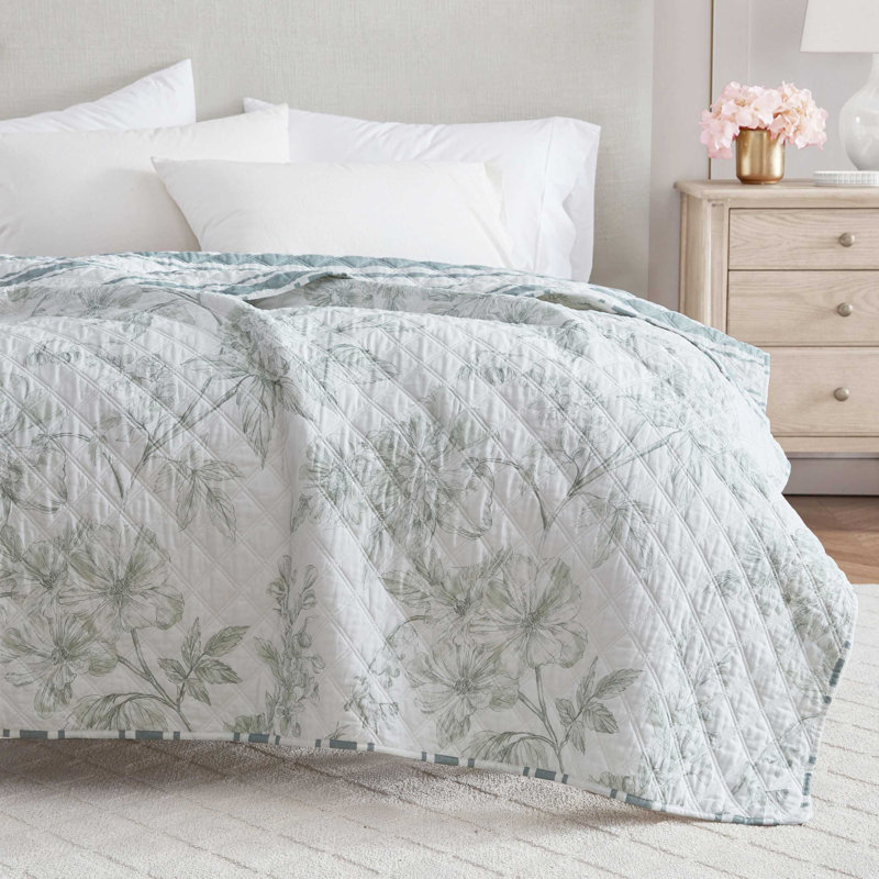 Jeté matelassé en coton Martha Stewart, Vert