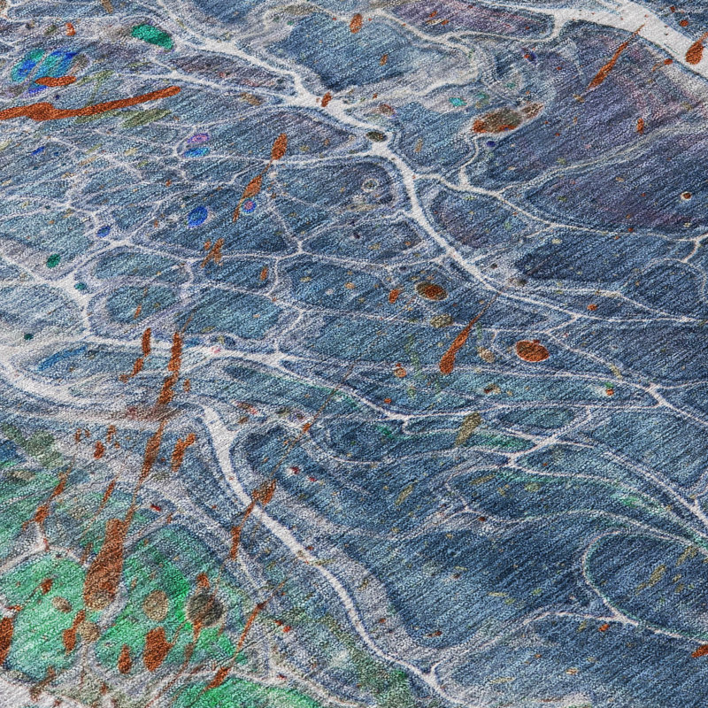 Machine Washable Indoor/Outdoor Chantille ACN2730 Abstract Rug, Blue, 3' x 5'