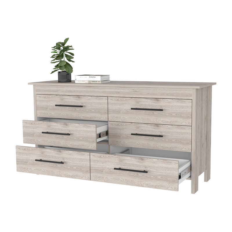 Southington 6-Drawer Rectangle Dresser Light Gray