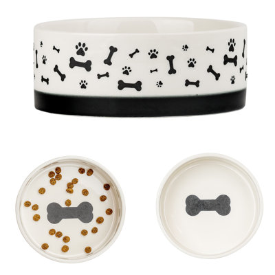 10 Strawberry Street  Bone & Paw Banded Pet Dish, Large