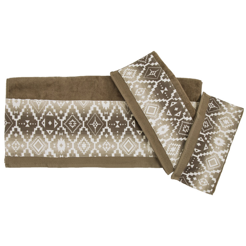 Ensemble de serviettes 3 pièces style sud-ouest Aztec Design, Moka