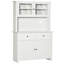 Buffet de cuisine 63,5 "avec huche, armoire de rangement pour garde-manger avec 4 tablettes, tiroirs, portes en verre encadrées, comptoir à micro-ondes ouvert