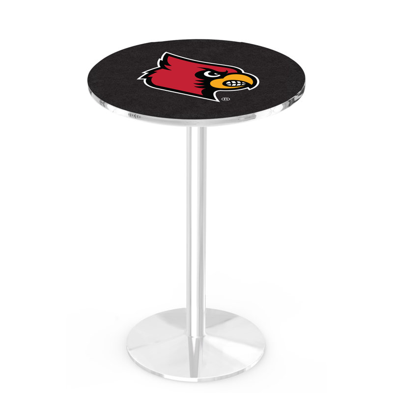 Round Metal Base Dining Table, Chrome, University of Louisville
