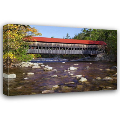 Hokku Designs Flaherty, Dennis Gallery Wrapped Canvas Art Titled: NH, White Mts Albany Covered Bridge