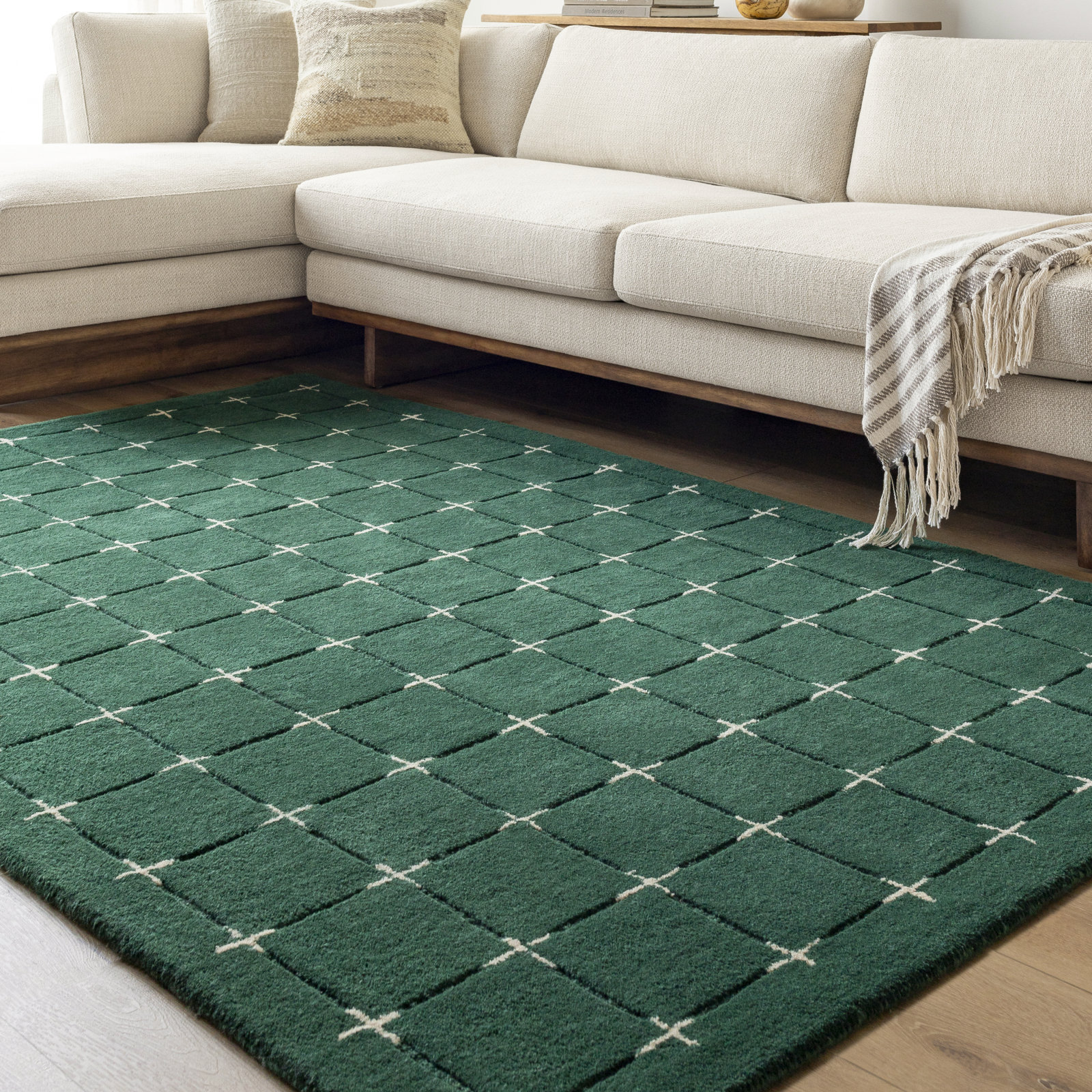 Mallory Hand-Tufted Green Rug, Rectangle 10' x 14'