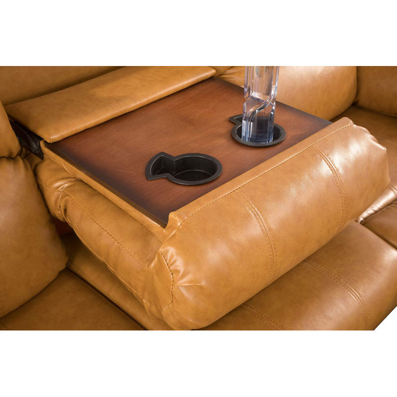 82'' Faux Leather Reclining Sofa, Yellow