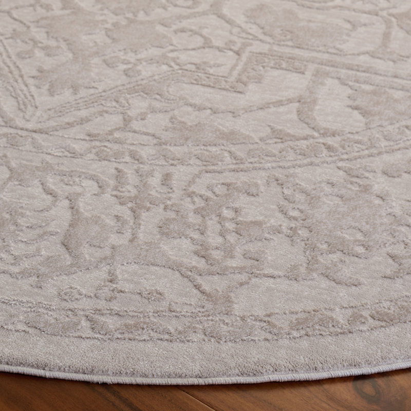 Tapis oriental crème / ivoire Calidia, Rond 6 pi 7 po