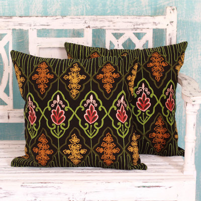 Embroidered Cotton Reversible Pillow Cover