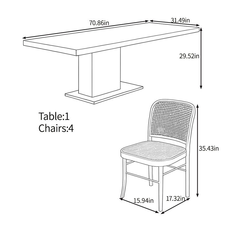 Multi-functional solid wood practical table set, 29.52"H x 70.86"L x 31.49"W