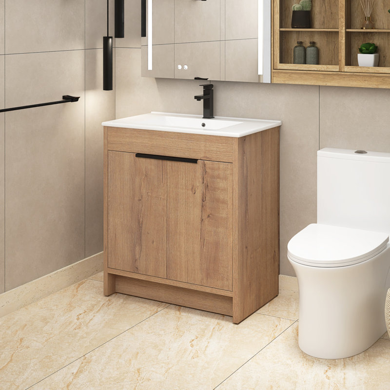 Meuble-lavabo simple 30 po avec plateau Meras, Blanc