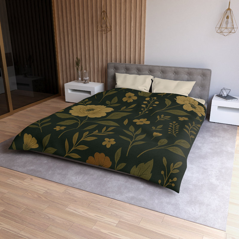 Microfiber Duvet Cover Boho Style, Design 56, Queen Duvet Cover, Cream