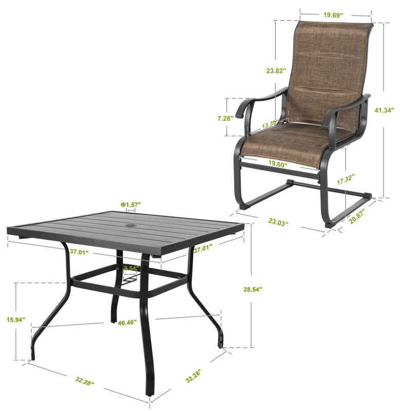Barsaga 4 - Person Patio Dining Set Umbrella Hole Included Square Table, Brown