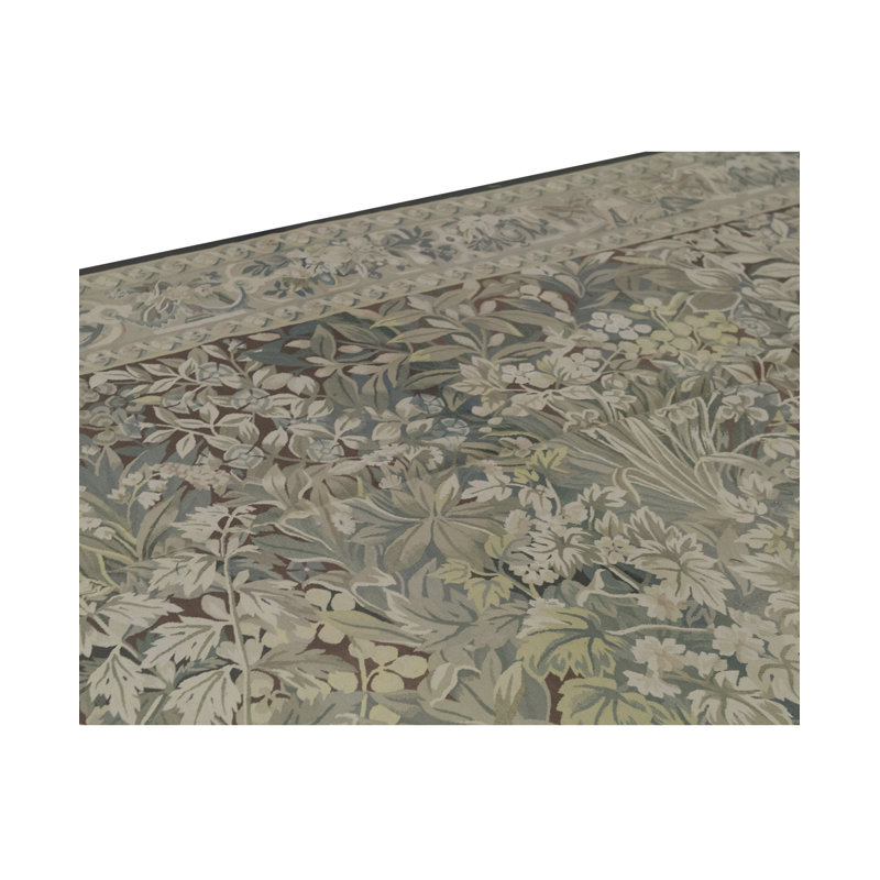 Hand-Knotted High-Quality Green and Green Area Rug