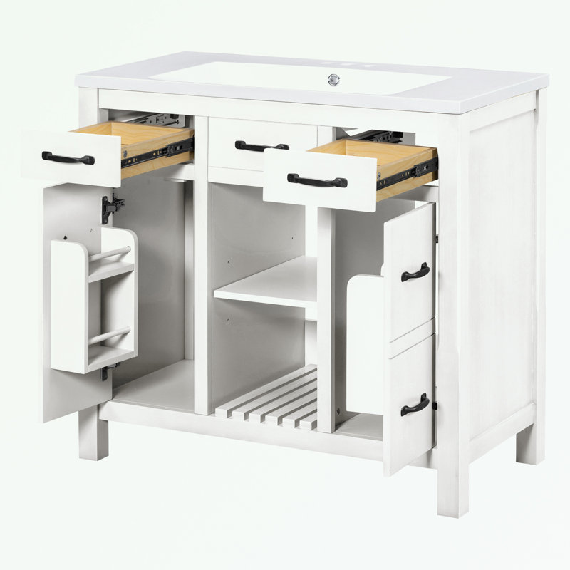 Rangement pour salle de bain Pollark, Blanc