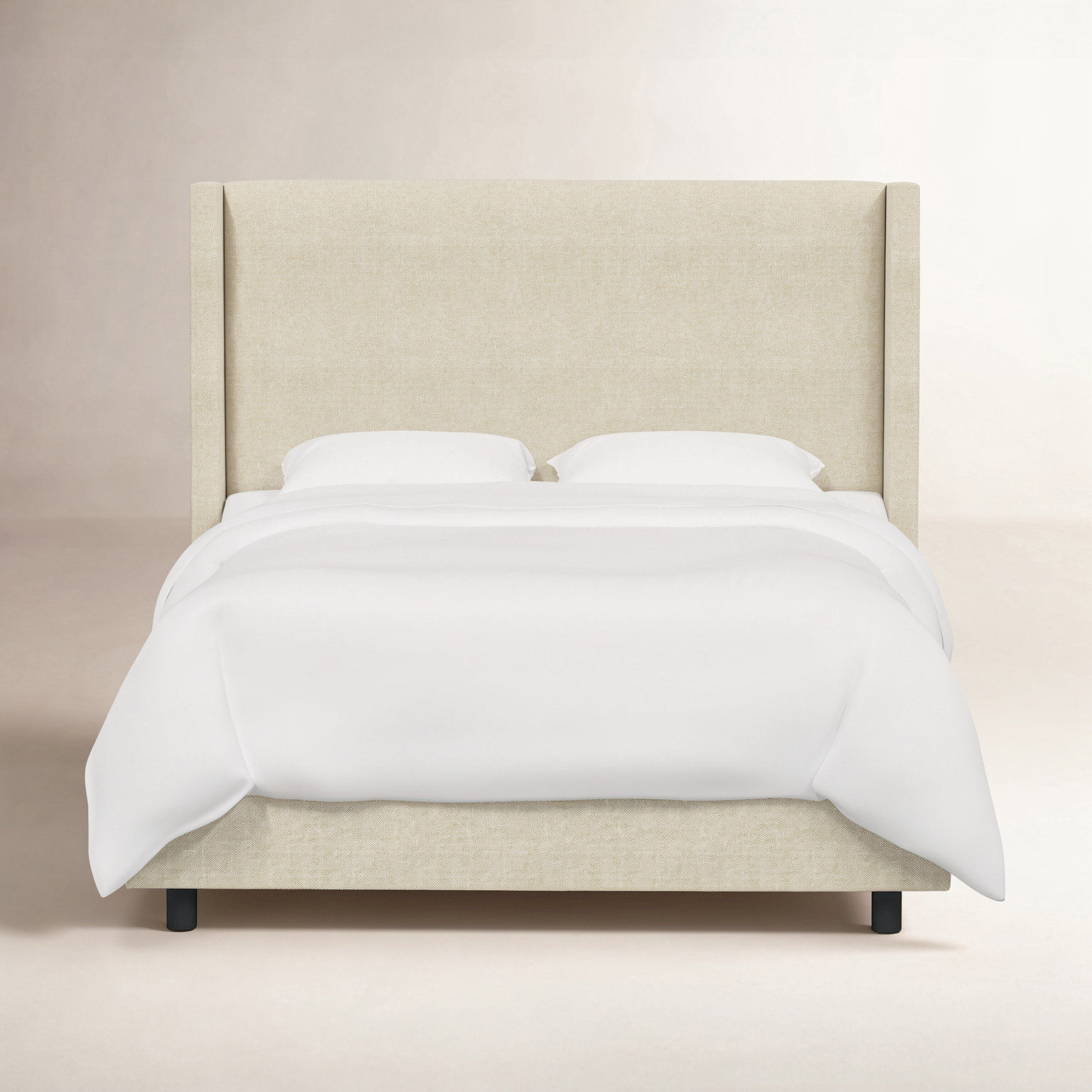 Benson Wingback Bed, Full, Beige