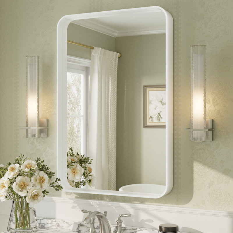 Miroir mural Aevar, 36 po x 24 po, Blanc mat