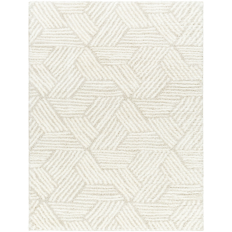Tapis beige / crème en polyester tissé à la machine Rehoboth, Rectangle 5 pi 3 po x 7 pi