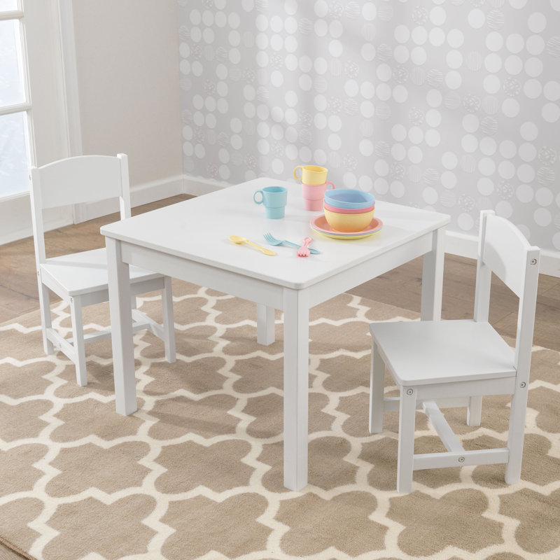 Wooden Aspen Table & 2 Chair Set, Children's Furniture - White, White