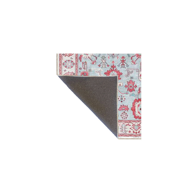 Tapis tissé lavable à motif floral traditionnel, Sous-tapis carré 3 pi 3 po inclus