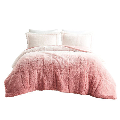 Warm Comforter Mini - Blush Ombre Faux Fur Full/Queen Size Shaggy