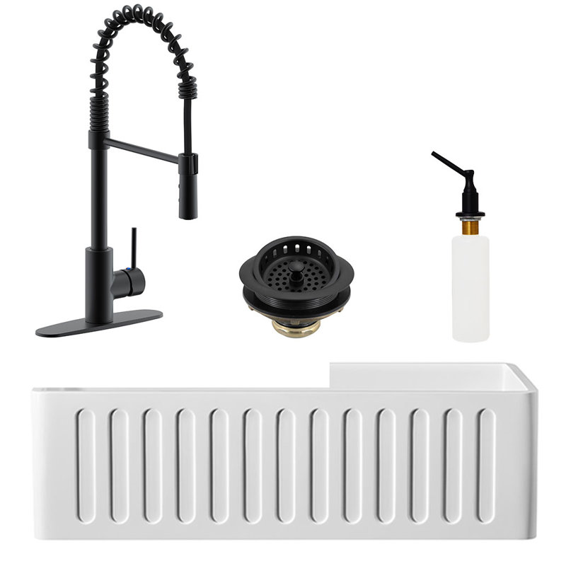 33'' L Single Bowl Kitchen Sink, Matte Black