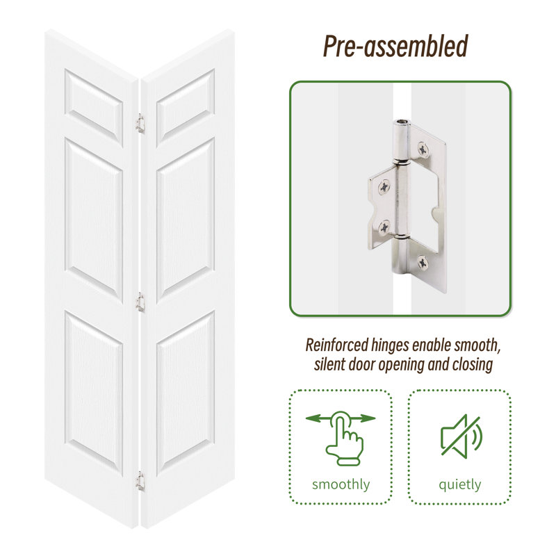 Porte pliante 6 panneaux à épaisseur de 1-3 / 8 po, 24 po x 80 po