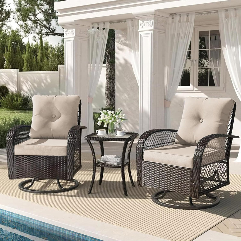Outdoor Deep Seat Cushion Set, Waterproof Thick Deep Seating Pads, Khaki, 2