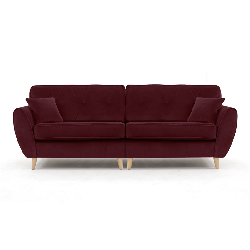 Rafe 4 Seater Velvet Sofa, Aubergine Velvet