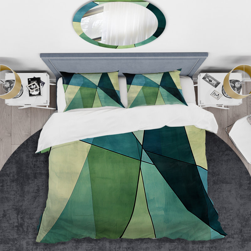 Ensemble de housse de couette Blue Green Window Tides II - Abstract Collages