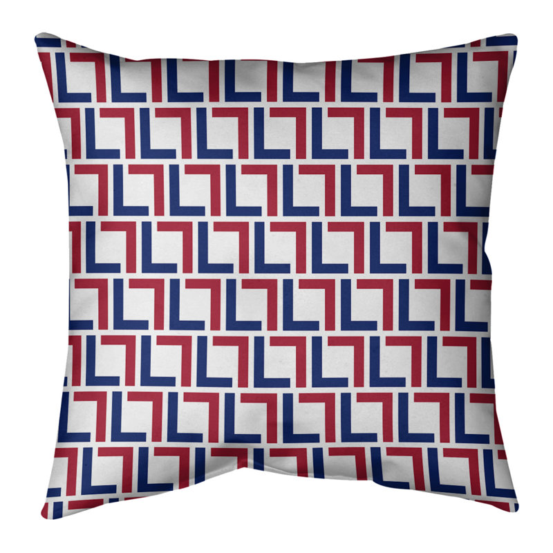 Housse de coussin New York, Gris / bleu / rouge, Simili daim, 18" x 18"