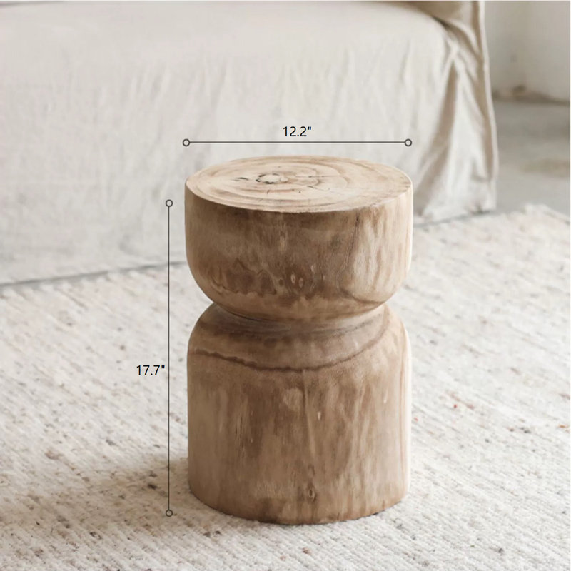 Tymara Solid Wood End Table, Beige