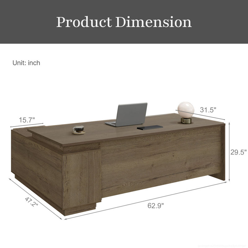 Executive L-Shaped Office Desk With Integrated Storage & Ergonomic Design, Gray