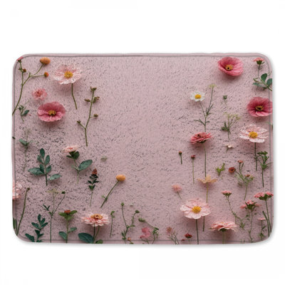 Pink Wildflowers Arrangement Bath Mat