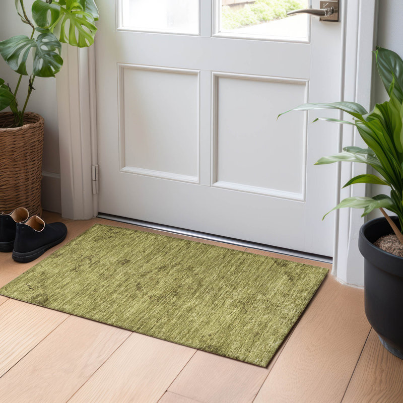 Chantille lavable à la machine intérieur / extérieur ACN1111 olive, Rectangle 1 pi 8 po x 2 pi 6 po