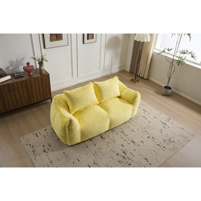 Fauteuil à billes jaune géant, salon moelleux ultra doux pour la chambre à coucher et le coin lecture, sans mousse à mémoire de forme haute densité, jaune, moelleux, salon, espaces intérieurs, chambre, assemblage,