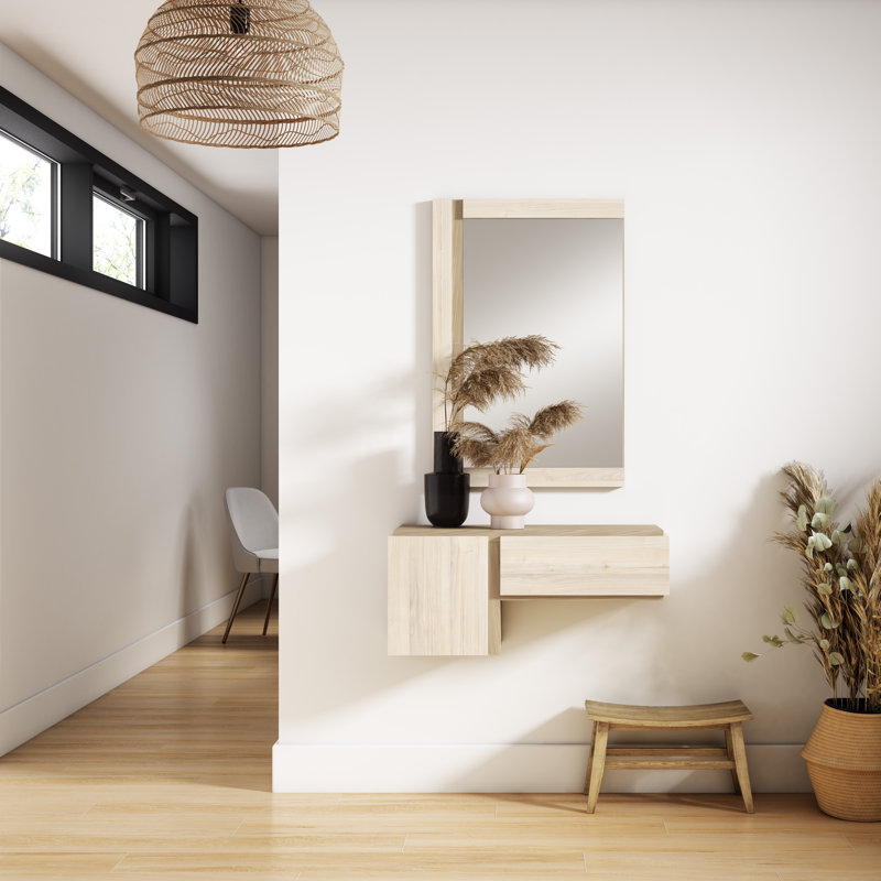 Myrone Accent Shelf, Cream Wood/Light Oak