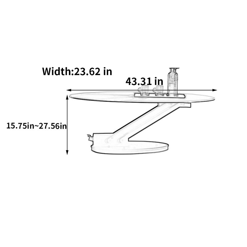 Table à thé Modern, H 27,56 po x L 43,31 po x l 23,62 po, Blanc