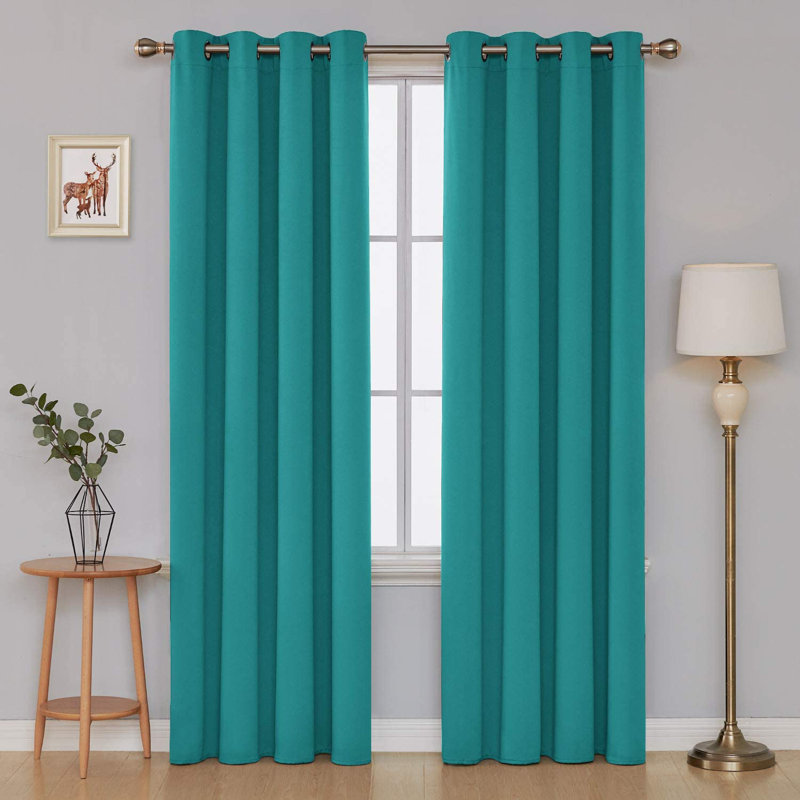 Panneau de rideau simple occultant et isolant Borunda, L 26 po x L 95 po, Turquoise