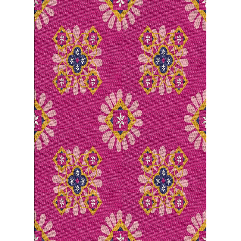 Tapis rose en laine touffeté à la main Asay