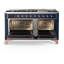 Majestic III Series 60 Inch Dual Fuel Range with 7 Sealed Burners, Griddle, in Blue Grey (Liquid Propane, Burnished Trim)-117886140-117886128-117886139