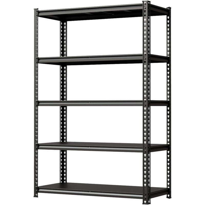 3850 LBS Steel Garage Shelving Unit, Adjustable Industrial Rack, Matte Black Metal Standing Utility Shelf for Warehouse, Pantry, Basement, Kitchen, Workshop